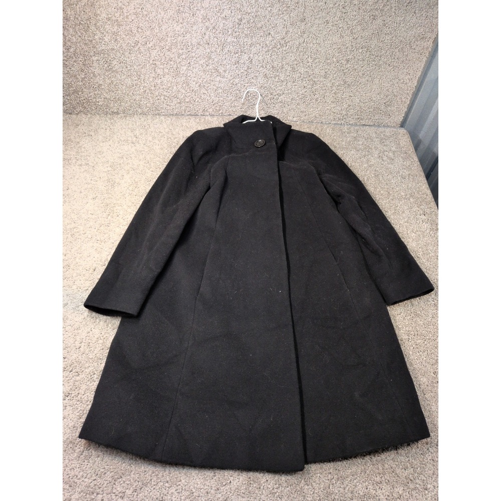 Cinzia Rocca Due Black Wool‎ Cashmere Funnel Neck Coat Made in Italy Size 8